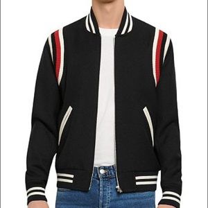 Sandro Teddy Band Striped Varsity Jacket